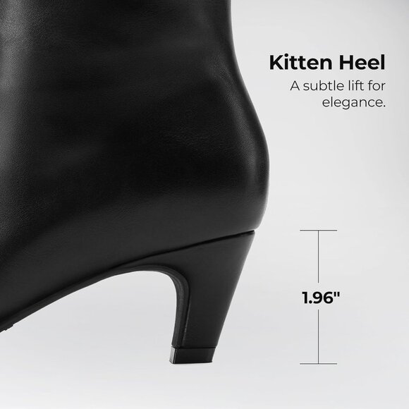 Women Knee High Boots 2 Inch Kitten Low Heel Fashion Sexy Square Toe Wide Calf - Picture 8 of 8
